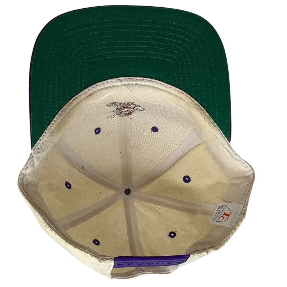 Vintage Bobs Big Boy‎ Snapback Hat Cream Purple Mascot Embroidered Cap TC
